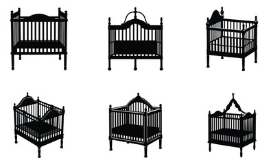 Crib silhouette vector