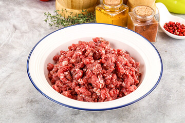 Raw beef minced meat for cooking