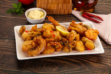 Fritto misto - deep fried seafood mix