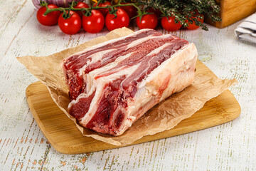 Raw beef ribs for cooking