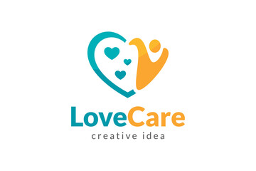 Fototapeta premium Creative People Care Logo Design Template