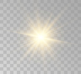 Transparent yellow sunlight special lens flash light effect. Front solar flare lenses	
