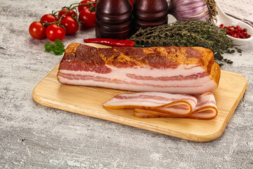 Fat bacon cut with slices