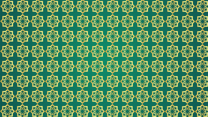 Green IslamicWwith Gold Geometric Pattern Background for Ramadan and Eid Celebrations