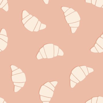 Seamless hand-drawn croissant pattern