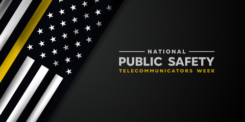 National Public Safety Telecommunicators Week. Great for cards, banners, posters, social media and more. Black background.