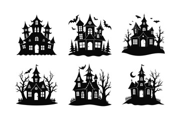 Haunted House silhouette vector  illustration