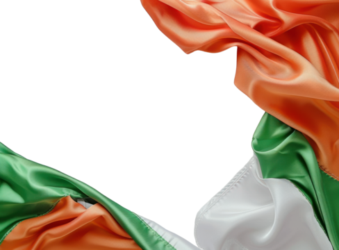 Flowing Irish Flag Fabric with Transparent Background