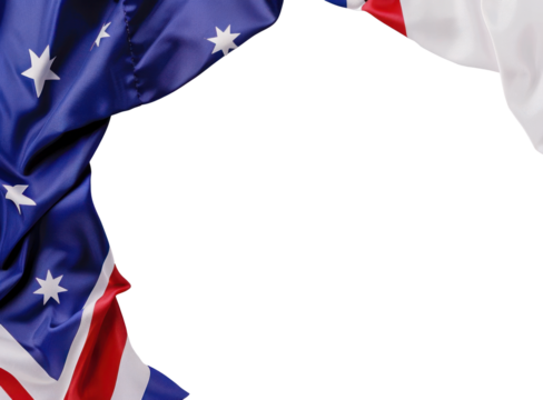 Australian Flag Draped Elegantly on Transparent Background