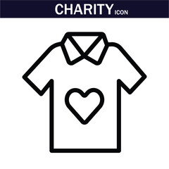 Charity icon. Collection of donate, volunteer, help, hope and more. Vector illustration. Editable Stroke. EPS 10.