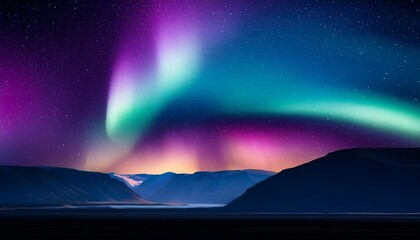 aurora borealis abstract grainy gradient landscape dark background banner poster