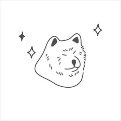 Portrait of a dog of Akita Inu breed. Minimalistic linear hand drawn vector illustration.