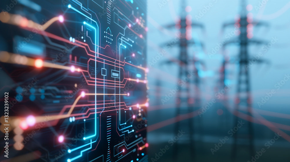 Canvas Prints digital energy: a futuristic image blending technology and energy, where an intricate circuit board 