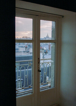 View of Paris from inside window