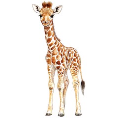 Obraz premium Adorable Baby Giraffe Illustration A charming image of a young giraffe, perfect for children's books, prints, and more.