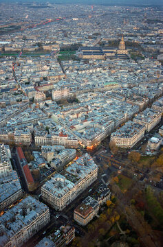 Aerial View of Paris Near the Eiffel Tower