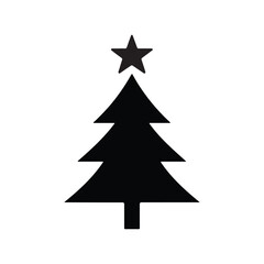 Fototapeta premium Christmas tree vector on white background. Black color tree vector on whit background.