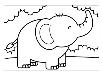 Elephant Outline Illustration for Coloring Page