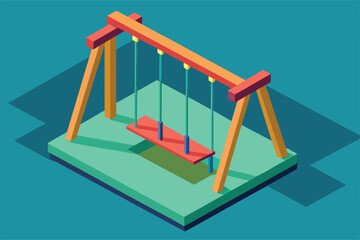 This illustration features a bright swing set designed for a playful environment, inviting imaginative use, Swing Customizable Isometric Illustration