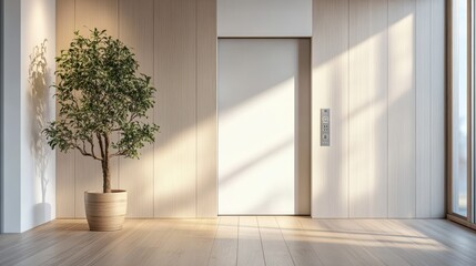 Modern Elevator doors of office or hotel hallway, Lobby interior, corridor in house with lift,Black elegant lift for passenger or cargo elevators,copy space.