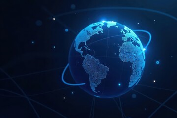 Fototapeta premium Global network connection, blue sphere with lines, networking, blue