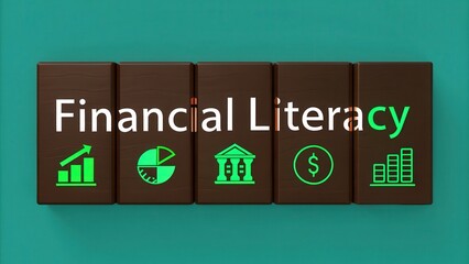 Image displays the phrase "Financial Literacy" with icons representing growth, finance, and education, emphasizing the importance of understanding financial concepts.