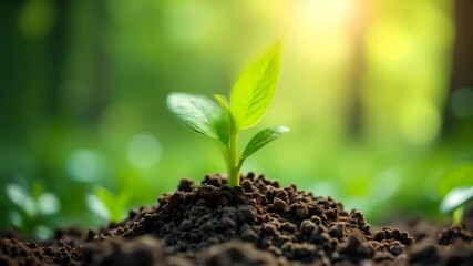 Hands nurturing a young plant in rich soil, showcasing dedication to environmental care and growth