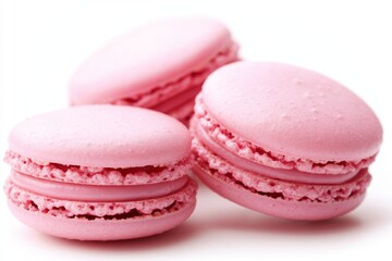 Close Up Detail of Pink Macaroon Isolated on White