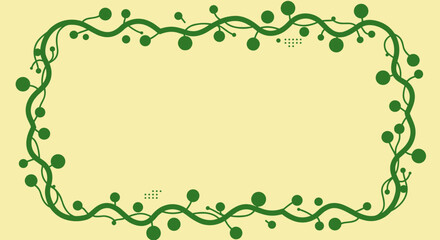  Green vine floral border blank card template