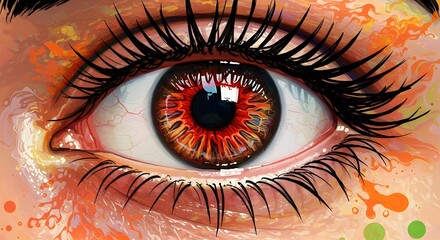 Ilustración abstracta y vibrante de ojos con colores intensos – Arte digital
