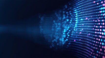 Obraz premium Vibrant Futuristic Digital Backdrop with Flowing Data and Glowing Particles Abstract Technology Pattern with Inspired Luminous Geometric Shapes and Waves