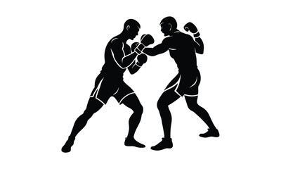 Naklejka premium Boxing Silhouette Dynamic Sparring Action Graphic