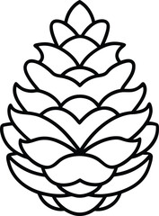 Pine Cone Outline Vector Illustration – Simple Autumn and Fall Clipart