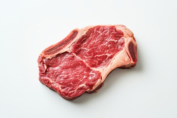 Raw Steak Close-Up Isolated on White Background Flat Lay Modern Food Photography