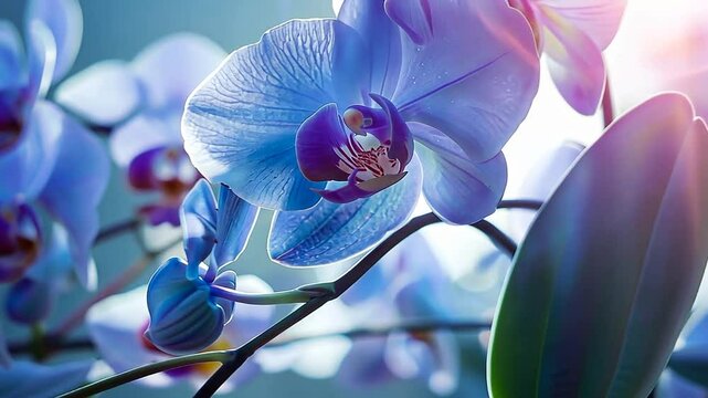 Blaue Orchidee in weichem Licht fotografiert