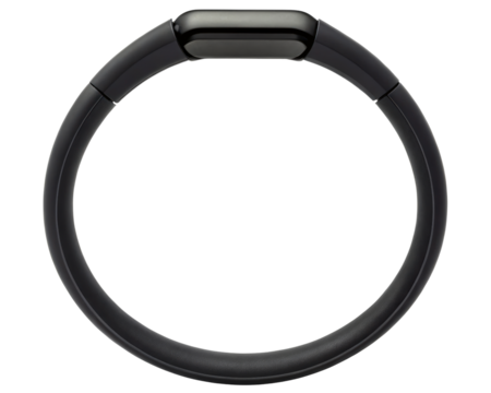 Black fitness tracker on a transparent background
