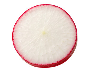 Close-up of a radish slice on a transparent background