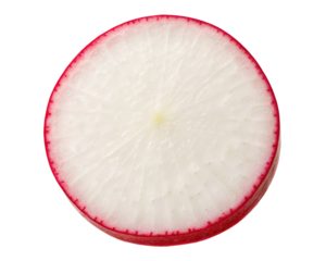 Close-up of a radish slice on a transparent background