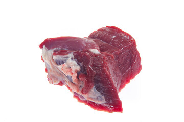 Raw beef on a white background