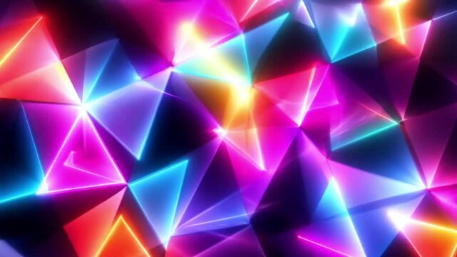 Dynamic Triangular Dance Rotating Interlocking Shapes Pulse with Vibrant Colors Creating a Kinetic Explosion of Motion and Energy 4K seamless looping abstract background footage
