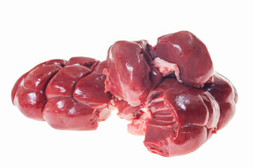 Cow kidneys on a white background