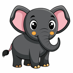 Cute Cartoon Gray Rabbit with Big Eyes
