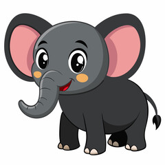 Fototapeta premium Cute Cartoon Gray Rabbit with Big Eyes 