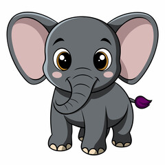 Fototapeta premium Cute Cartoon Gray Rabbit with Big Eyes 