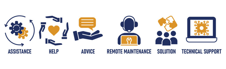 Banner of IT Expert, Information Technology Advice, Services or technical support - vector illustration concept with icon