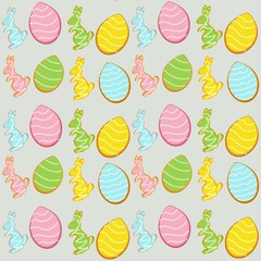 easter eggs seamless pattern Rabbit easter, egg, holiday, eggs, vector, pattern, decoration, spring, set, celebration, symbol, illustration, design, flower