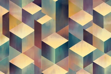 Obraz premium Metallic colored cubes creating a seamless isometric pattern, ideal for backgrounds and abstract designs