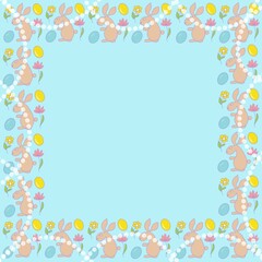 Rabbit easter, egg, holiday, eggs, vector, pattern, decoration, spring, set, celebration, symbol, illustration, design, flower