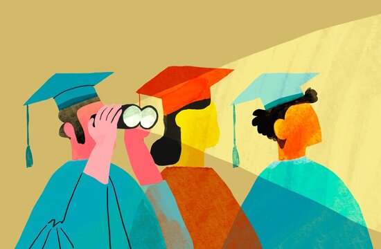 graduates in caps and gowns