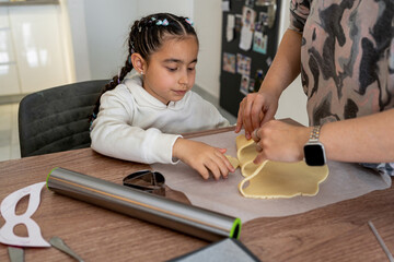 Child and Adult Baking Together at Home in a Cozy Kitchen